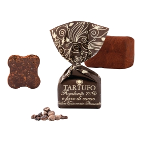 Antica Torroneria Schokoladentrüffel Tartufo dolce fondente 70% e fave di cacao (karamellisierte Kakaobohnen) ~ 14g