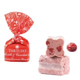 Antica Torroneria Schokoladentrüffel Tartufo dolce mirtilli & cioccolato rosa (Preiselbeeren) ~ 14g