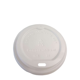 Kompostierbarer Coffee To Go Deckel CPLA weiß für 300/400ml (12/16oz) Ø 90mm ~ 1 Stange mit 50 Stück