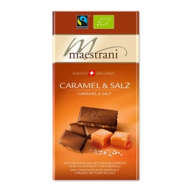 Maestrani Bio & Fairtrade Milchschokolade Caramel & Salz 34% Cakao ~ 80g