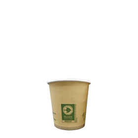 Kompostierbarer Coffee To Go Kaffeebecher 'Just Leaf Braun' - recycelbar Greenline 100ml (16oz) Ø 90mm ~ 1 Stange mit 50 Stück