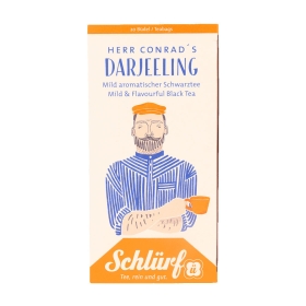 Schlürf Büdel Bio Darjeeling Schwarztee - Herr Conrad's Darjeeling ~ 20 Teebeutel a 2g