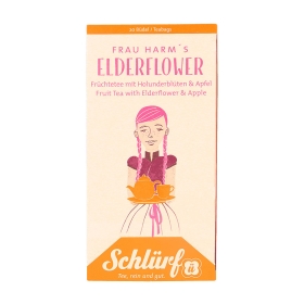 Schlürf Büdel Bio Früchtetee mit Holunderblüten - Frau Harm's Elderflower ~ 20 Teebeutel a 2,25g
