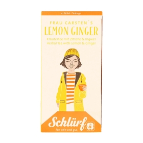 Schlürf Büdel Bio Kräutertee mit Zitrone und Ingwer - Frau Carsten's Lemon Ginger ~ 20 Teebeutel a 2g