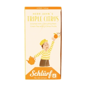 Schlürf Büdel Bio Grüntee mit 3 Zitrusfrüchten - Herr Jahns Triple Citrus ~ 20 Teebeutel a 1,75g